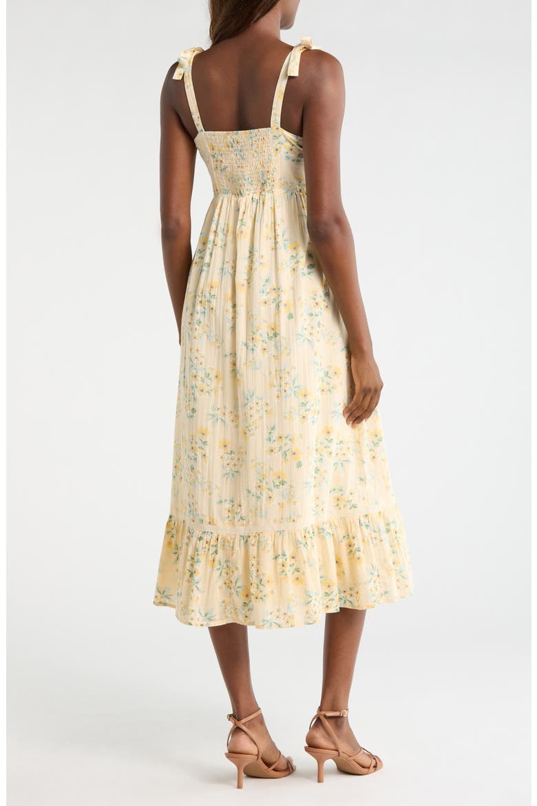 Tie Strap Sleeveless Midi Dress, Alternate, color, YELLOW FLORAL