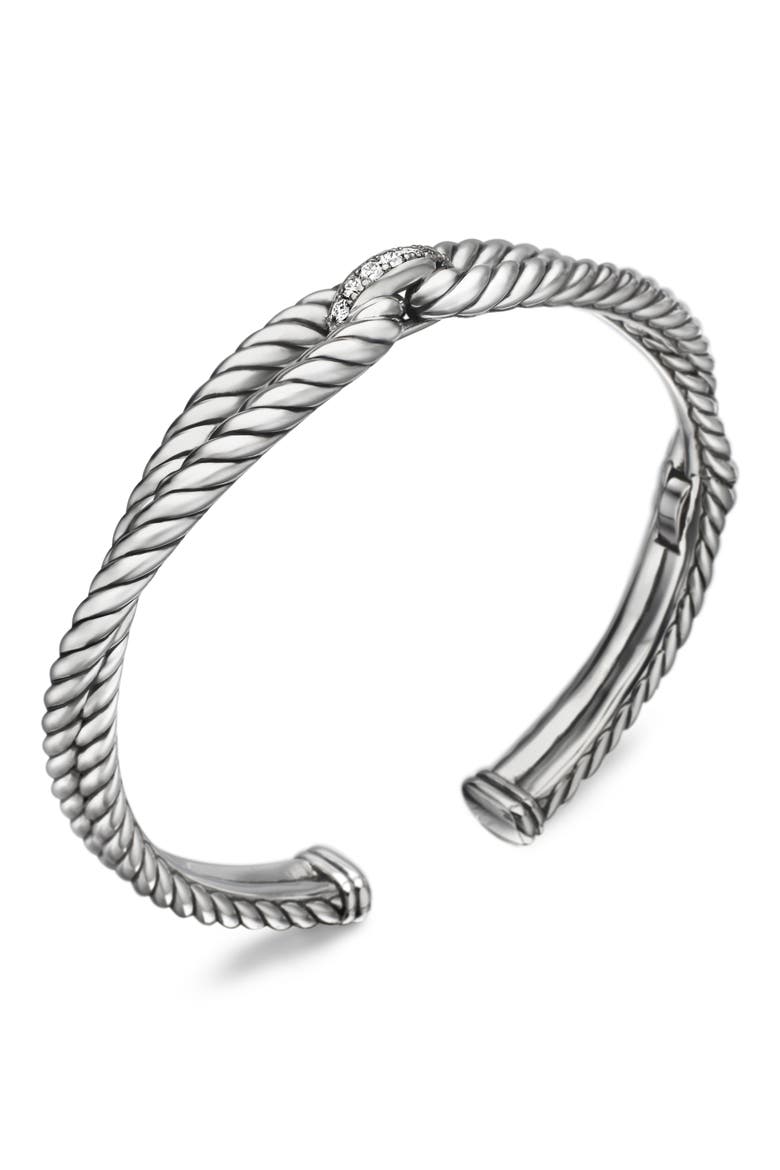 Cable Loop Bracelet with Diamonds, Alternate, color, STERLING SILVER/ DIAMOND