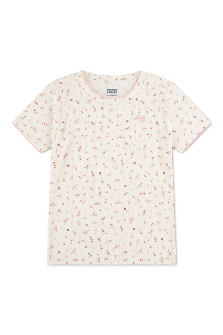 Kids' Floral Rib Knit Top, Main, color, LEVIS EGRET