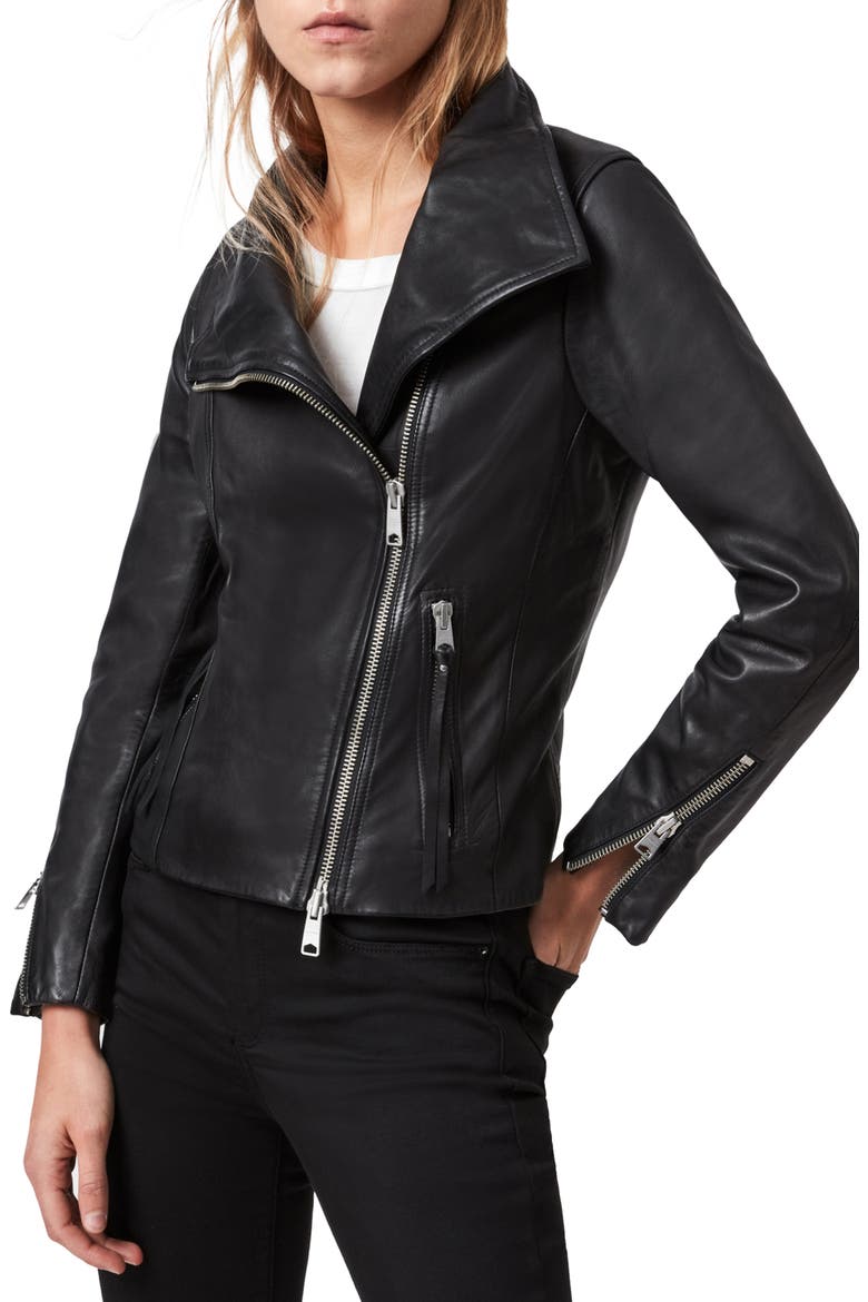 Ellis Leather Biker Jacket, Main, color, BLACK