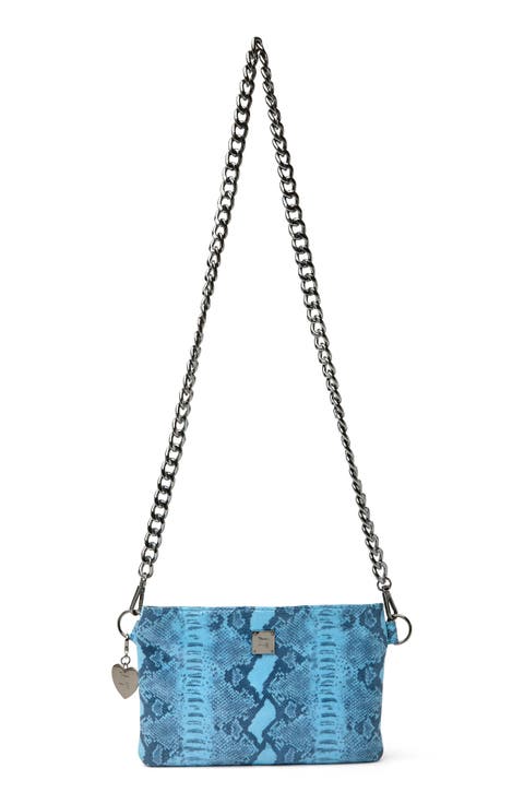 Fame Croc Embossed Leather Crossbody Bag