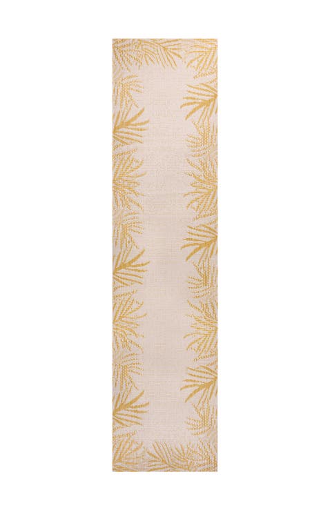 Isla Coastal Cottage Palm Frond Border Indoor/Outdoor Rug