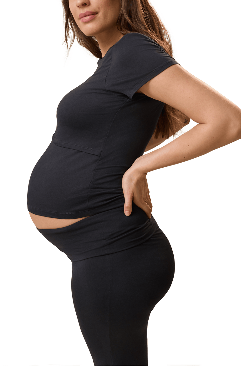 The Sunday Maternity & Nursing Pajama Set, Alternate, color, Black