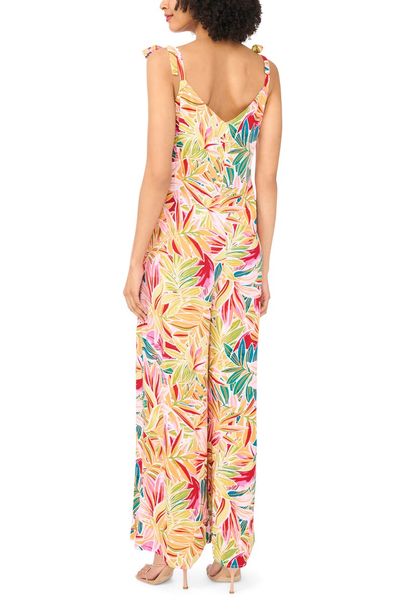 Vince Camuto Tie Strap Wide Leg Jumpsuit, Alternate, color, Orange Floral