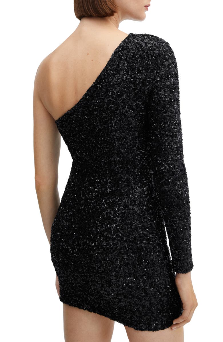 MANGO Asymmetric Sequin Minidress, Alternate, color,