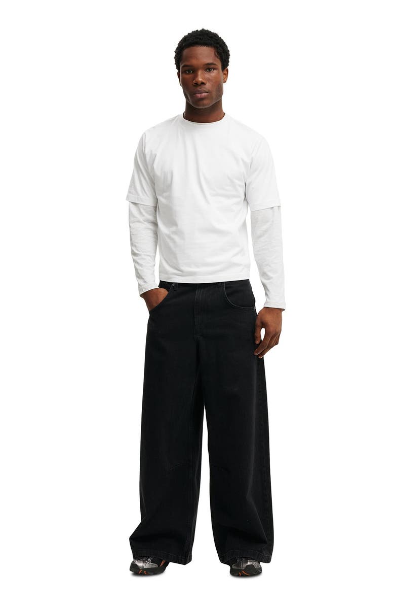 Cotton On Men's Y2k Super Baggy Jean, Alternate, color, Dire Black