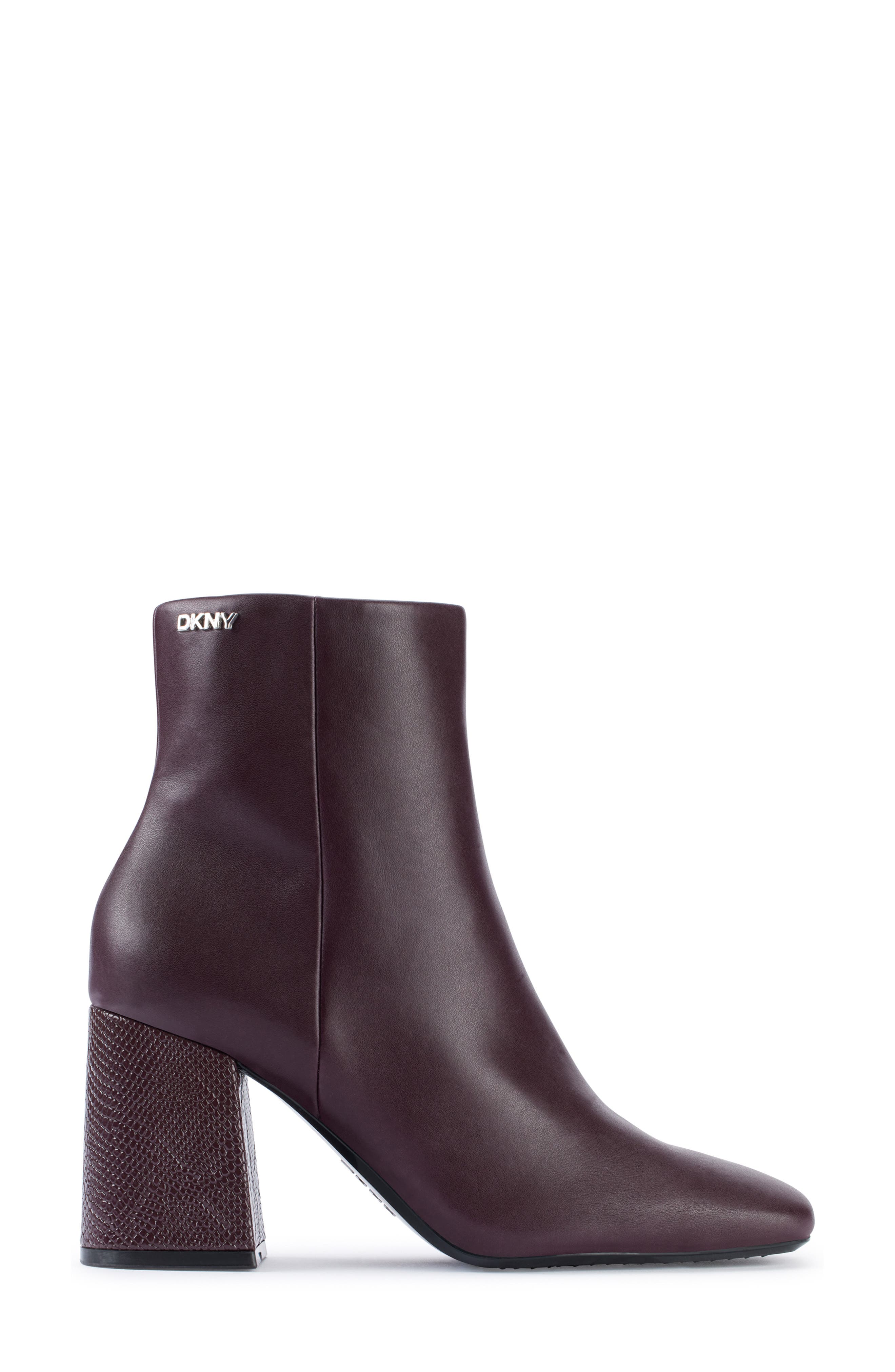 DKNY Steph Square Toe Bootie, Alternate, color, Dark Cherry