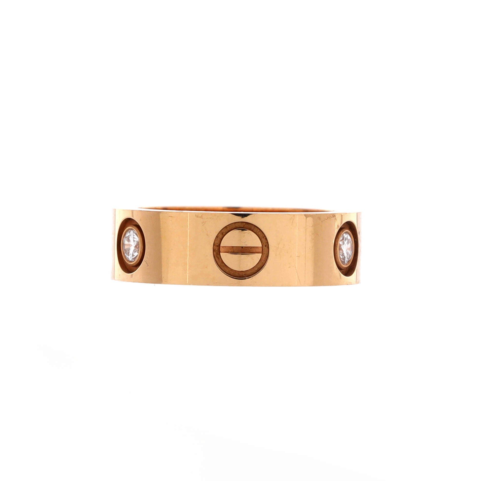 Love 3 Diamonds Band Ring 18K Rose Gold with Diamonds, Alternate, color, Metallic Gold
