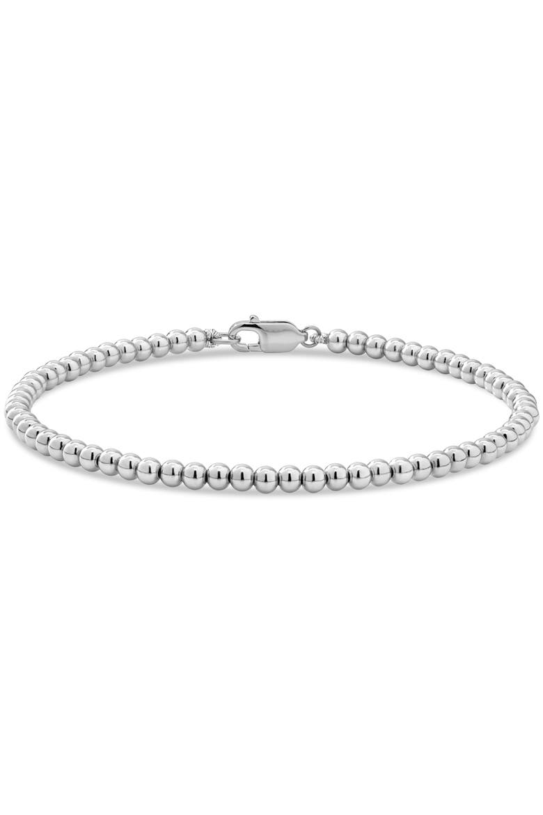 3mm Beaded Ball Chain Bracelet in Rhodium Plated Sterling Silver, Main, color, Silver