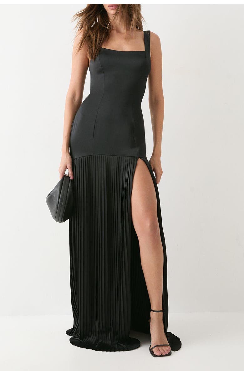 MissPap Premium Pleated Skirt Bridesmaid Dress, Alternate, color, Black