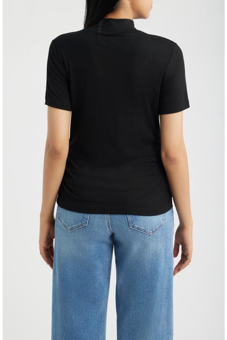 Short Sleeve Mock Neck Top, Alternate, color, BLACK