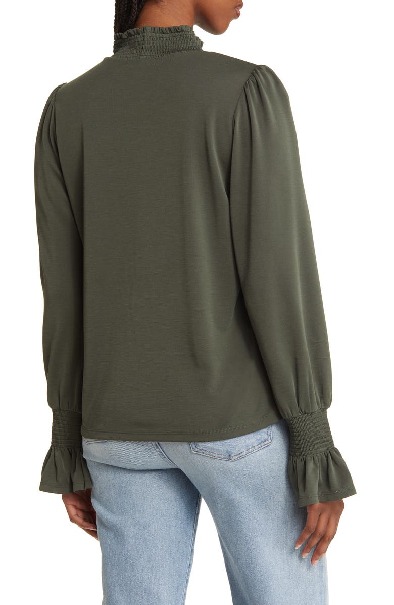 Wit & Wisdom Smocked Mock Neck Top, Alternate, color,