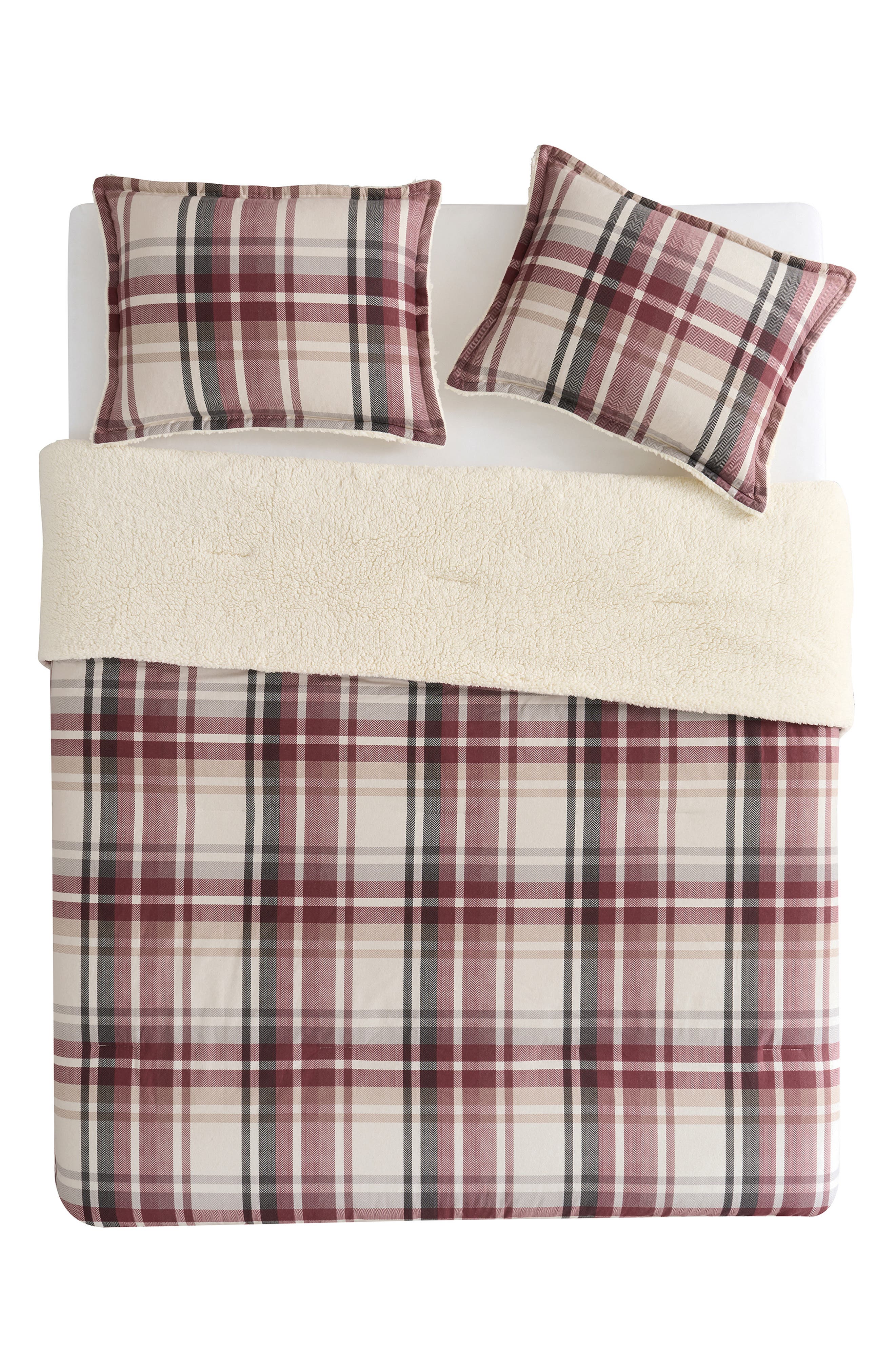 VCNY HOME Plaid Flannel & Faux Shearling 3-Piece Comforter & Shams Set