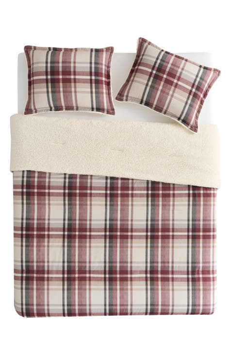 Plaid Flannel & Faux Shearling 3-Piece Comforter & Shams Set