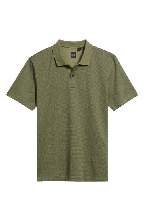 Hugo Boss Boss Parlay Geo Pattern Cotton Polo In Green