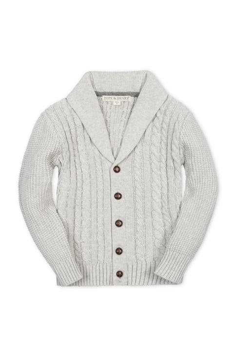 Kids' Organic Shawl Collar Cable Sweater Cardigan