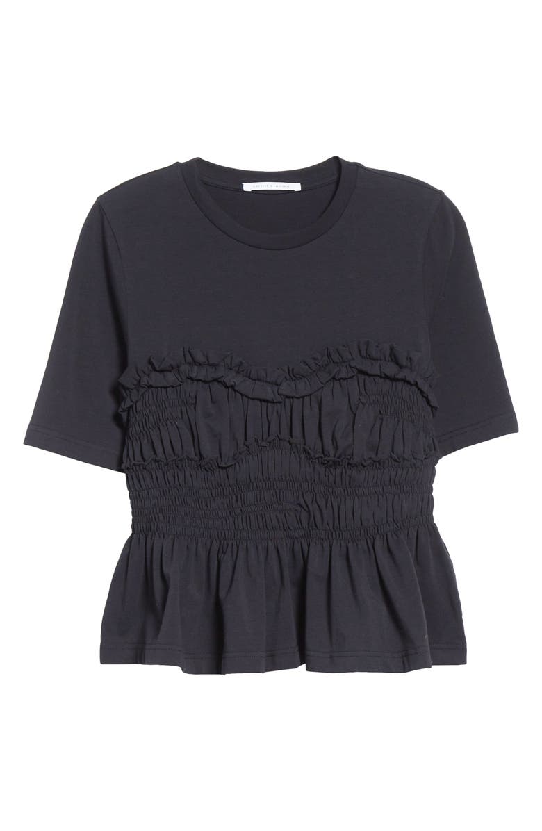 Cecilie Bahnsen Vilde Shirred Peplum T-Shirt, Main, color, Black Jersey