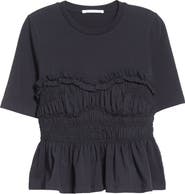 Cecilie Bahnsen Vilde Shirred Peplum T-Shirt
