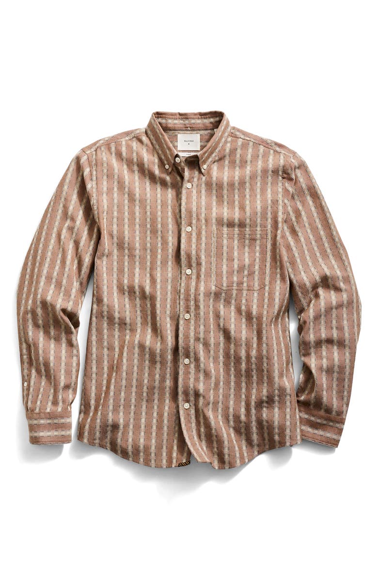 Billy Reid Dobby Stripe Button-Down Shirt, Main, color, British Khaki Multi