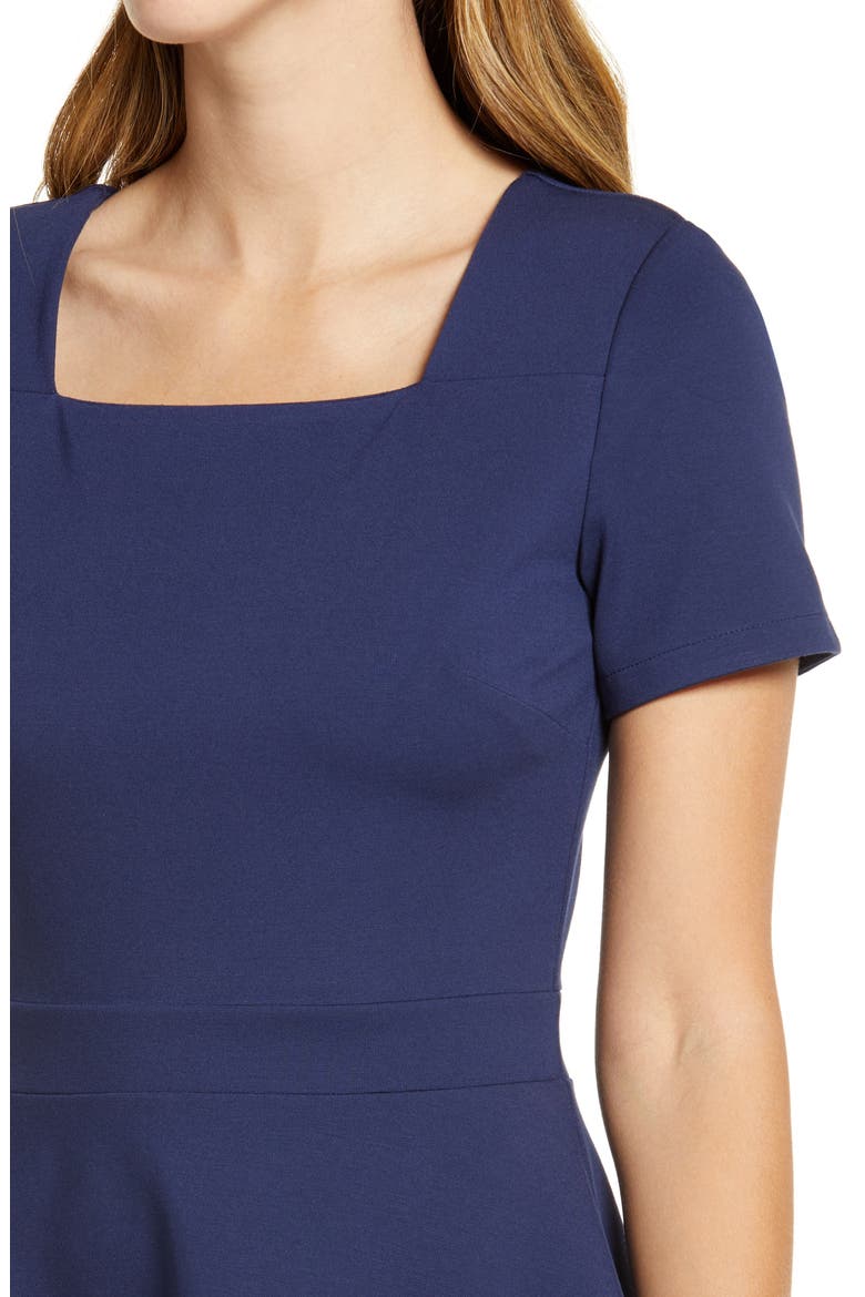 Square Neck Fit & Flare Dress, Alternate, color, NAVY PEACOAT
