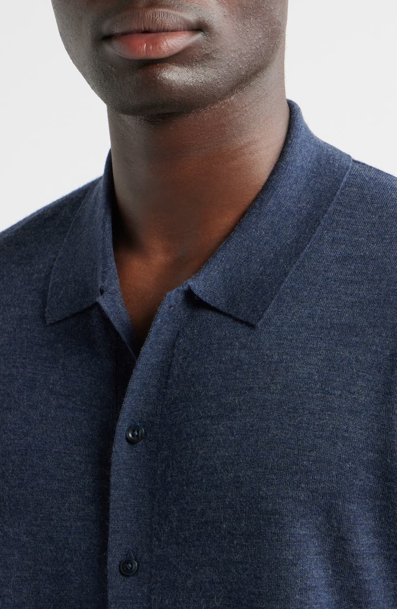 Nordstrom Short Sleeve Button Front Cardigan, Alternate, color, Navy Still Heather