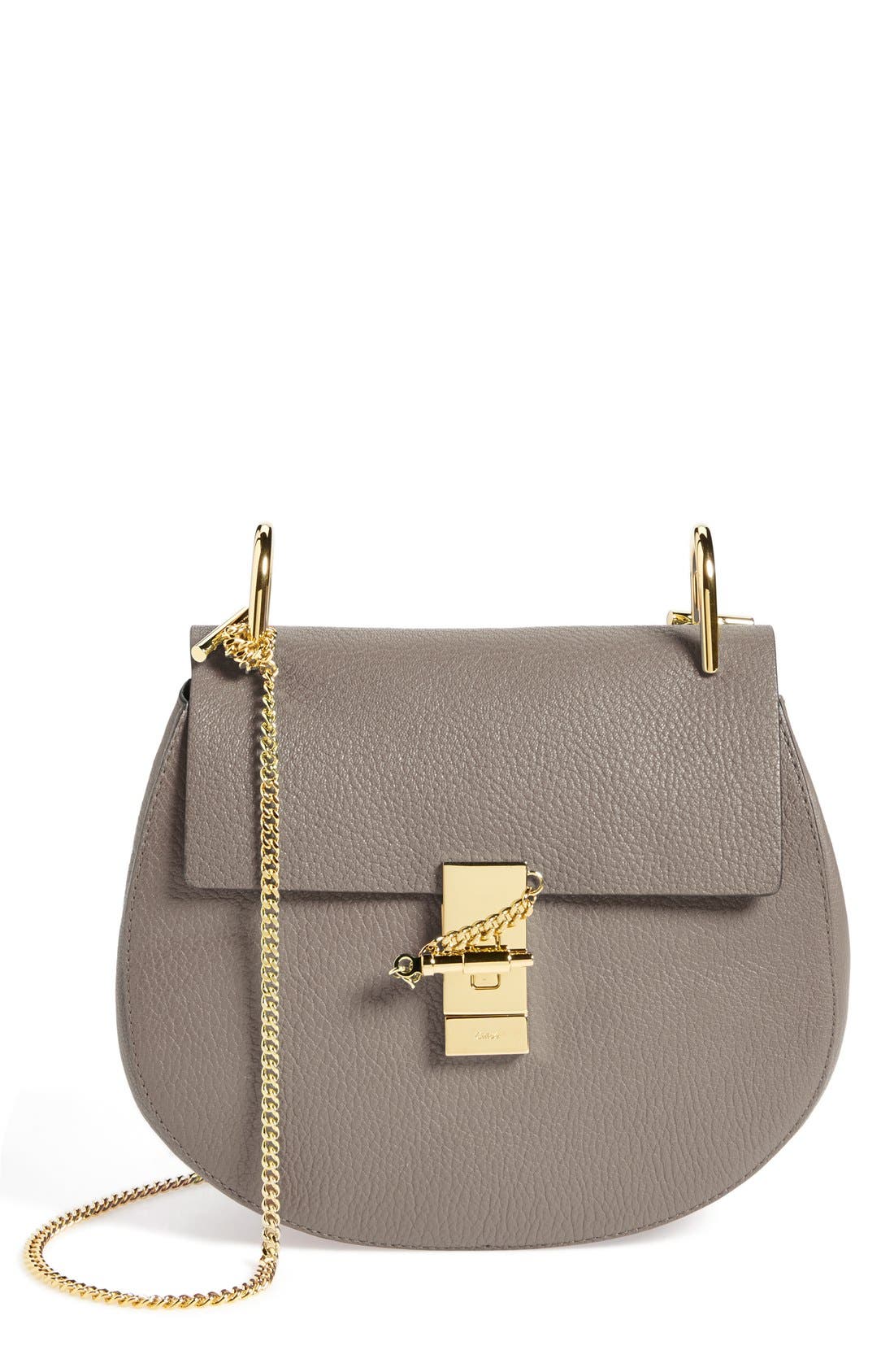 Drew Leather Shoulder Bag, Main, color, MOTTY GREY