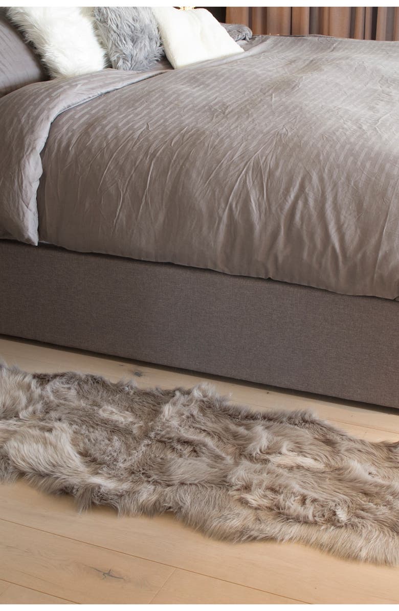 LUXE Gordon Faux Fur Throw - 2ft x 3ft - Grey, Alternate, color, Gray