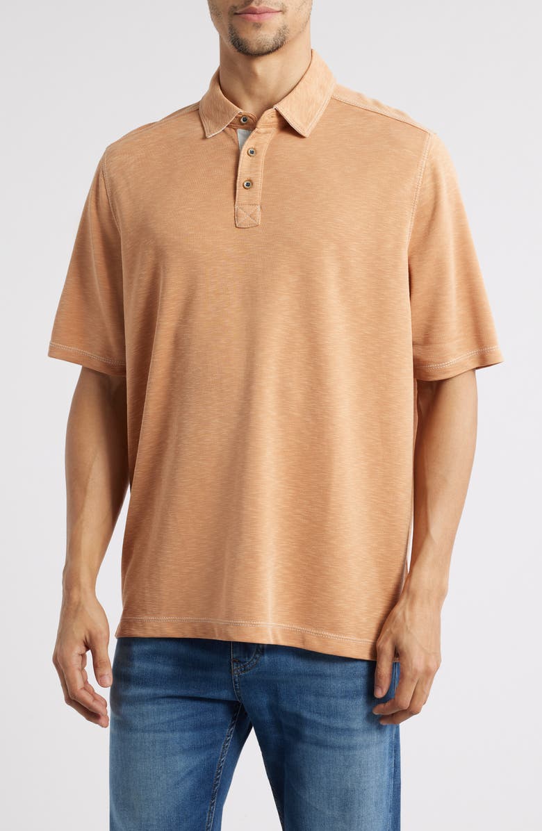 Johnston & Murphy Vintage Slub Polo, Main, color, Ginger