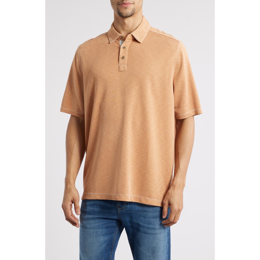 Johnston & Murphy Vintage Slub Polo In Ginger