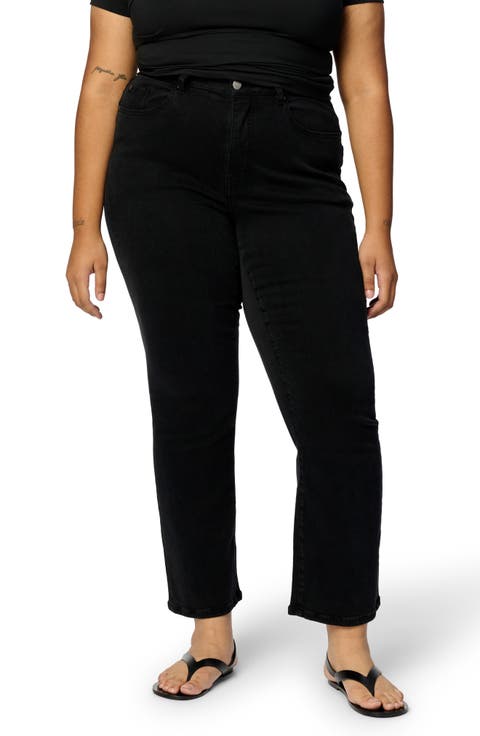 ASE High Waist Straight Leg Stretch Jeans (Jet Black) (Plus)
