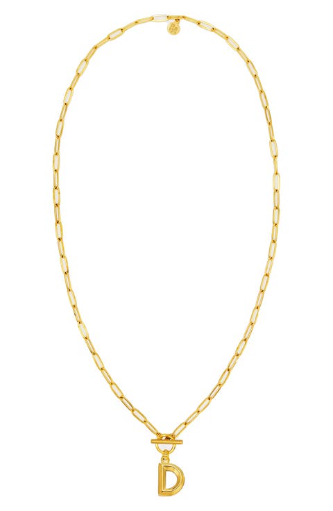 Paper Clip Initial Toggle Necklace