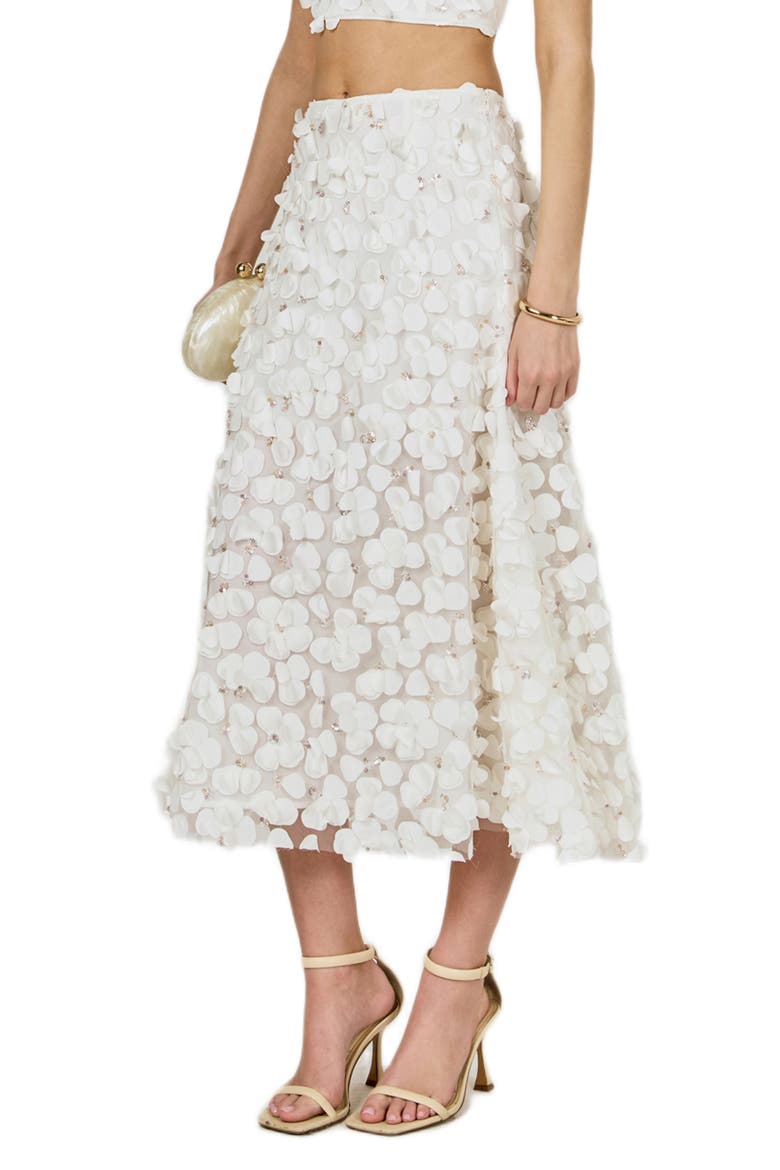 3D Floral Midi Skirt, Alternate, color, OFF WHITE