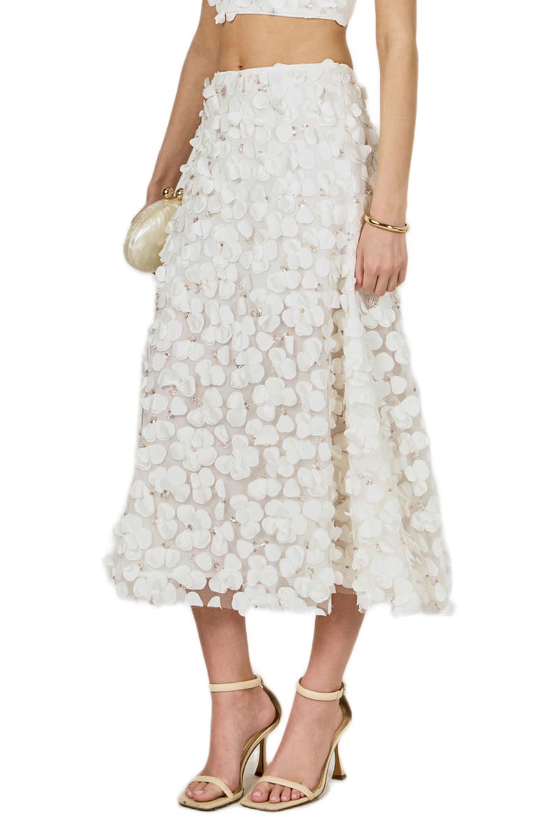 Endless Rose 3D Floral Midi Skirt, Alternate, color, Off White