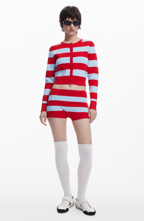 Desigual Stripe Shorts In Red