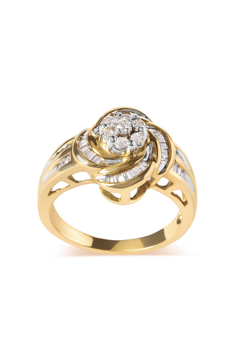 Haus of Brilliance 10K Yellow Gold 1/2 Cttw Diamond Flower Swirl Cocktail Ring, Alternate, color, Yellow