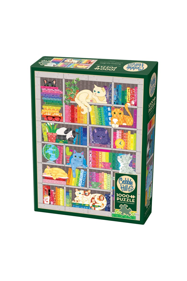 1000 Piece Puzzle Rainbow Cat Quilt Reference Poster Included, Main, color, Multicolored