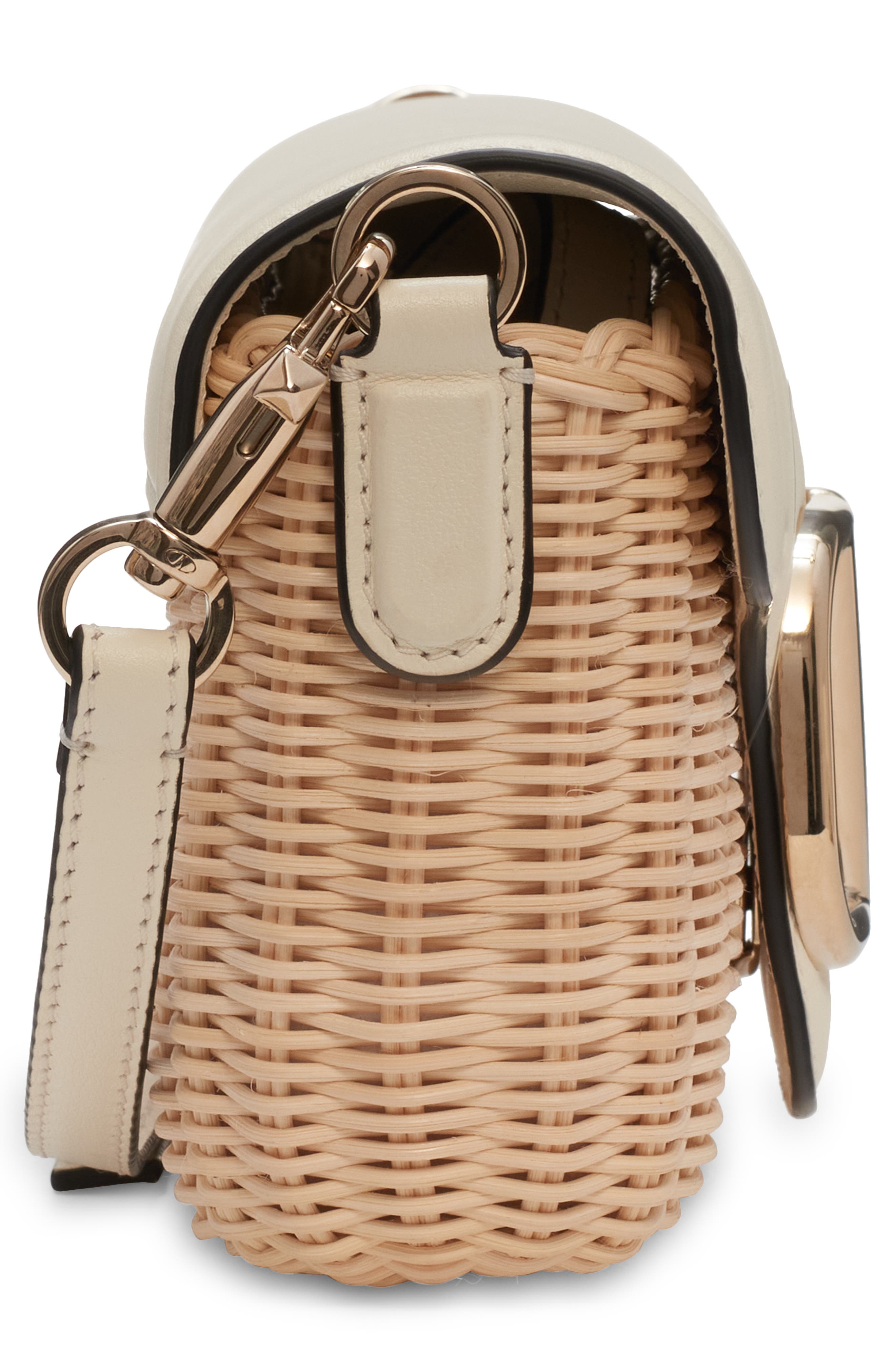 Locò Woven Wicker & Leather Shoulder Bag, Alternate, color, YT3 NATURALE/ IVORY