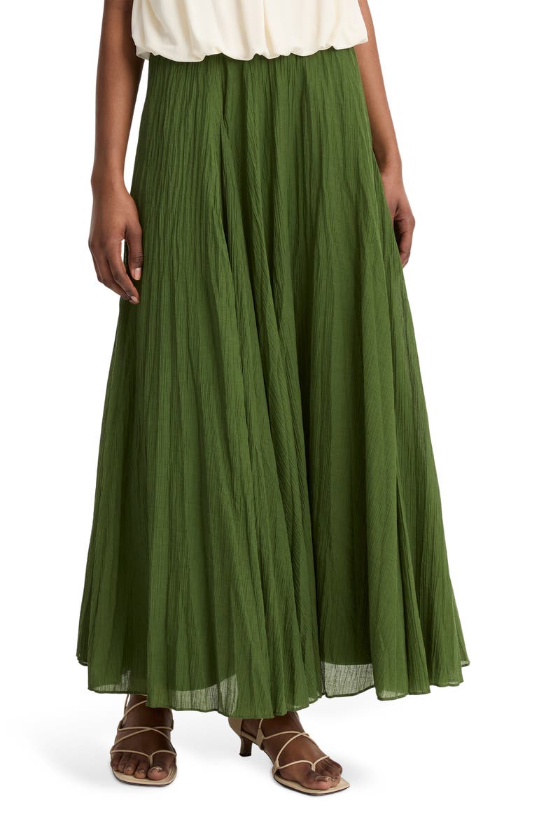 Crinkled Maxi Skirt, Main, color, HERB