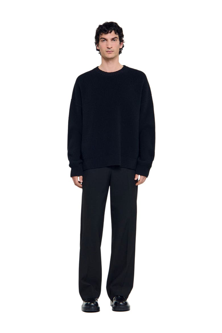 Rib knit sweater, Main, color, Black
