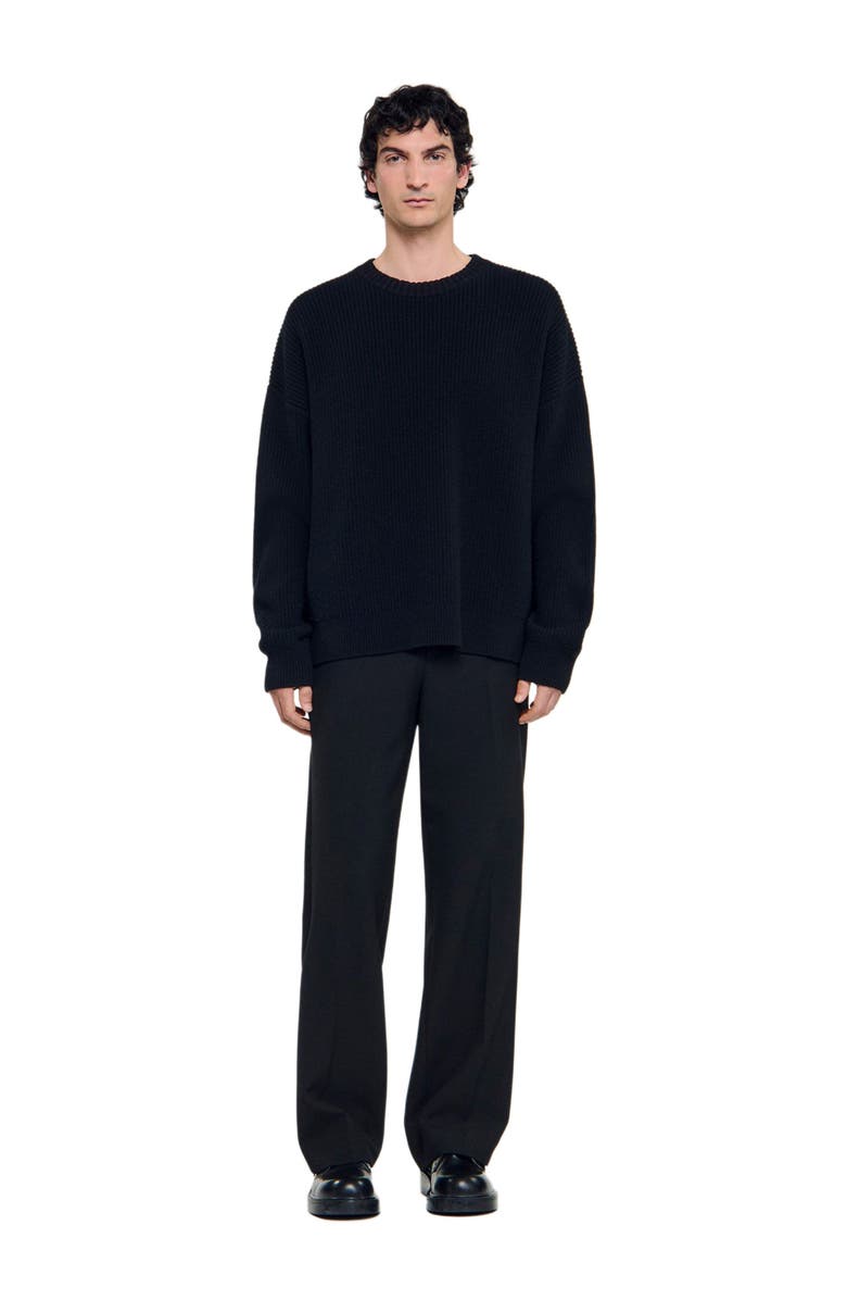 SANDRO Rib knit sweater, Main, color, Black
