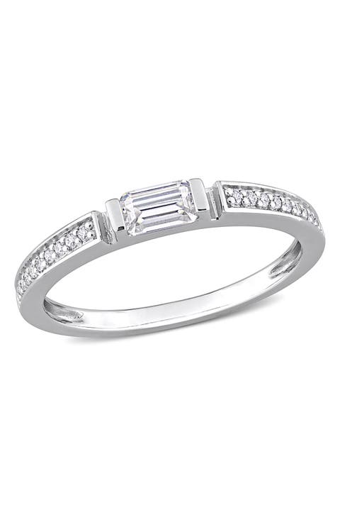 Sterling Silver Dew Created Moissanite Band Ring