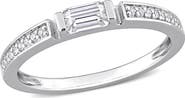 DELMAR Sterling Silver Dew Created Moissanite Band Ring