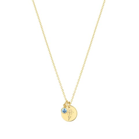 Lily Birth Flower and Birthstone Necklace