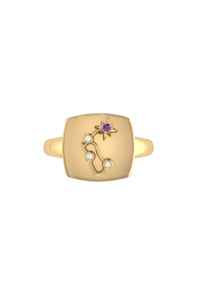 Aquarius Amethyst & Diamond Signet Ring in Sterling Silver, Alternate, color, Dark Grey