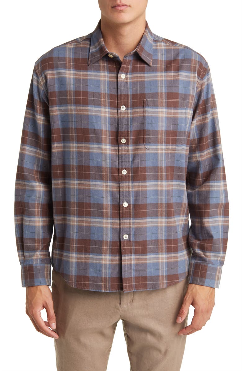 NN07 Deon 5465 Plaid Organic Cotton Flannel Button-Up Shirt, Main, color, 