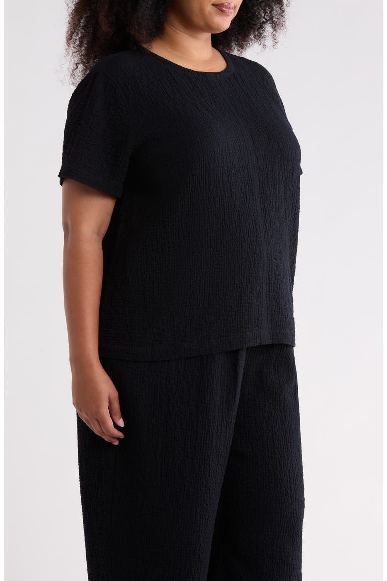 Texture Stretch Organic Cotton Top, Alternate, color, BLACK