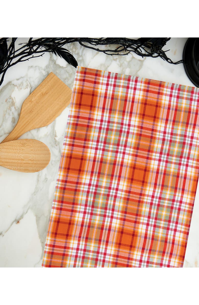 C&F Home Briar Plaid Handwoven 100% Cotton Fall Kitchen Dishtowel, Alternate, color, Orange