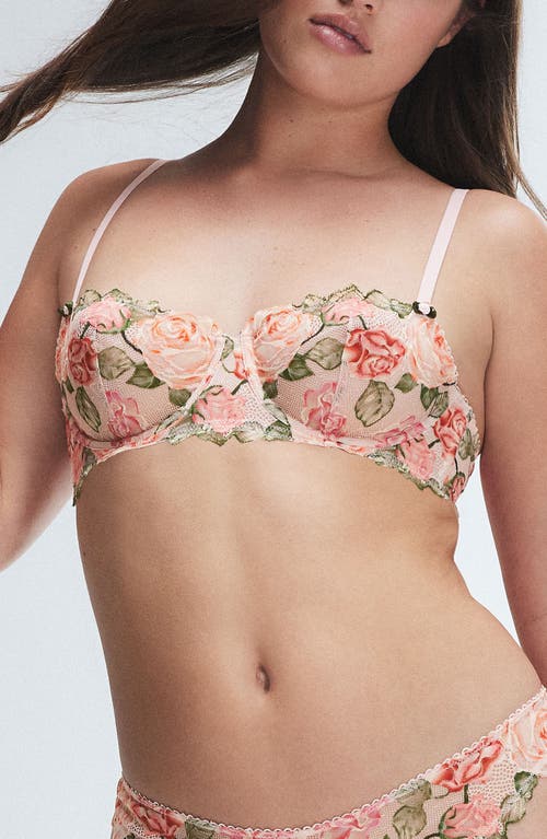 Savage X Fenty Les Roses Underwire Unlined Balconette Bra In Porcelain Pink