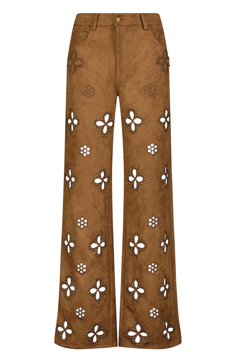 The Noli Shop Kaia Suede High Rise Jean, Alternate, color, Cognac