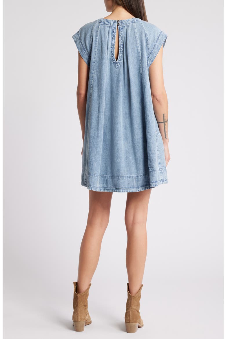 Marcel Pleated Denim Minidress, Alternate, color, LAKESIDE